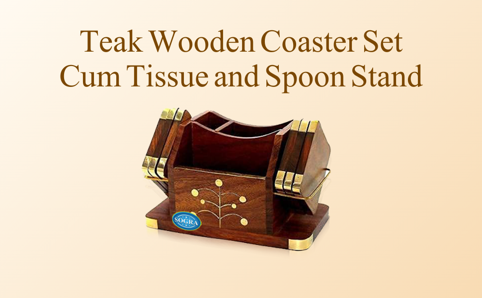 Tea Coster set with brass edge